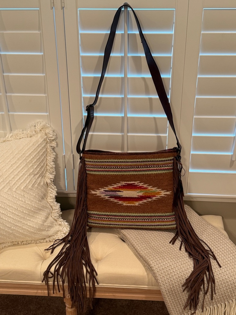 Ariat Brown Southwestern Fringe Crossbody Bag